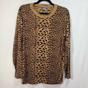 🪶 Et Vous silk knit jersey, long sleeve leopard print round neck T-shirt